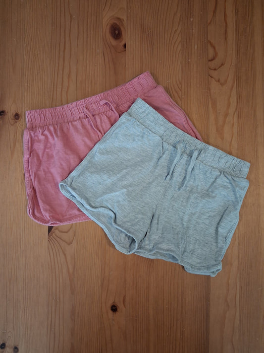 2 x Shorts With Elasticated Waistband (Pink & Grey) - Girls 7 years - TU