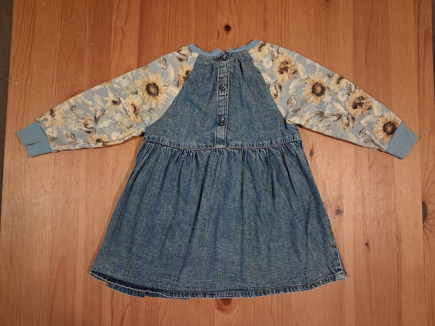 Denim Dress With Sunflowers Sleeves - Girls 3 years - Next