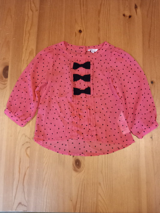 Pink Shorter Length Hearts Top - Girls 9-10 years - Miss Evie