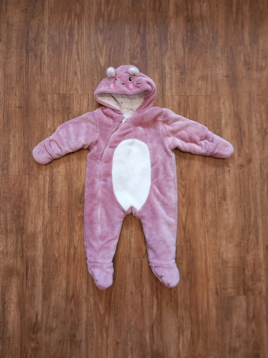 Pink Furry Animal Pramsuit - Girls 6-9 months - M&Co