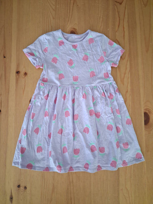 Light Purple Short Sleeve Flowers Dress - Girls 6-7 years - George