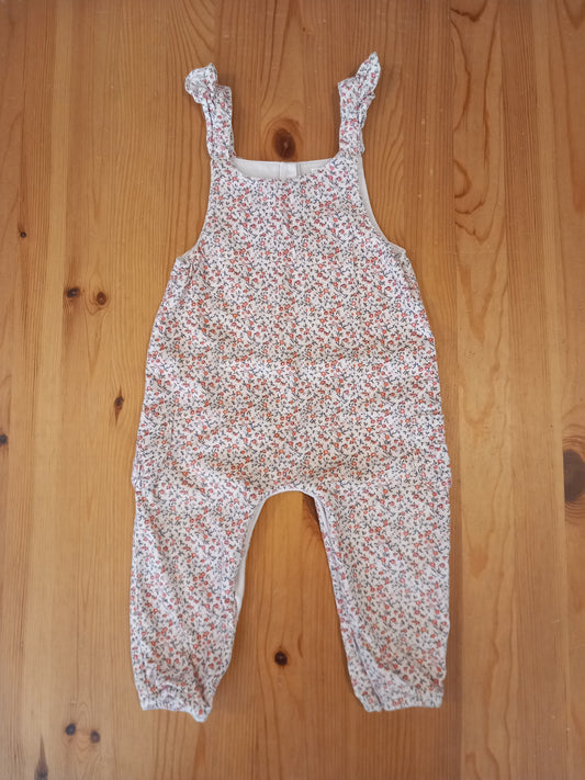 Lined Fine Corduroy Floral Dungarees - Girls 12-18 months - Next