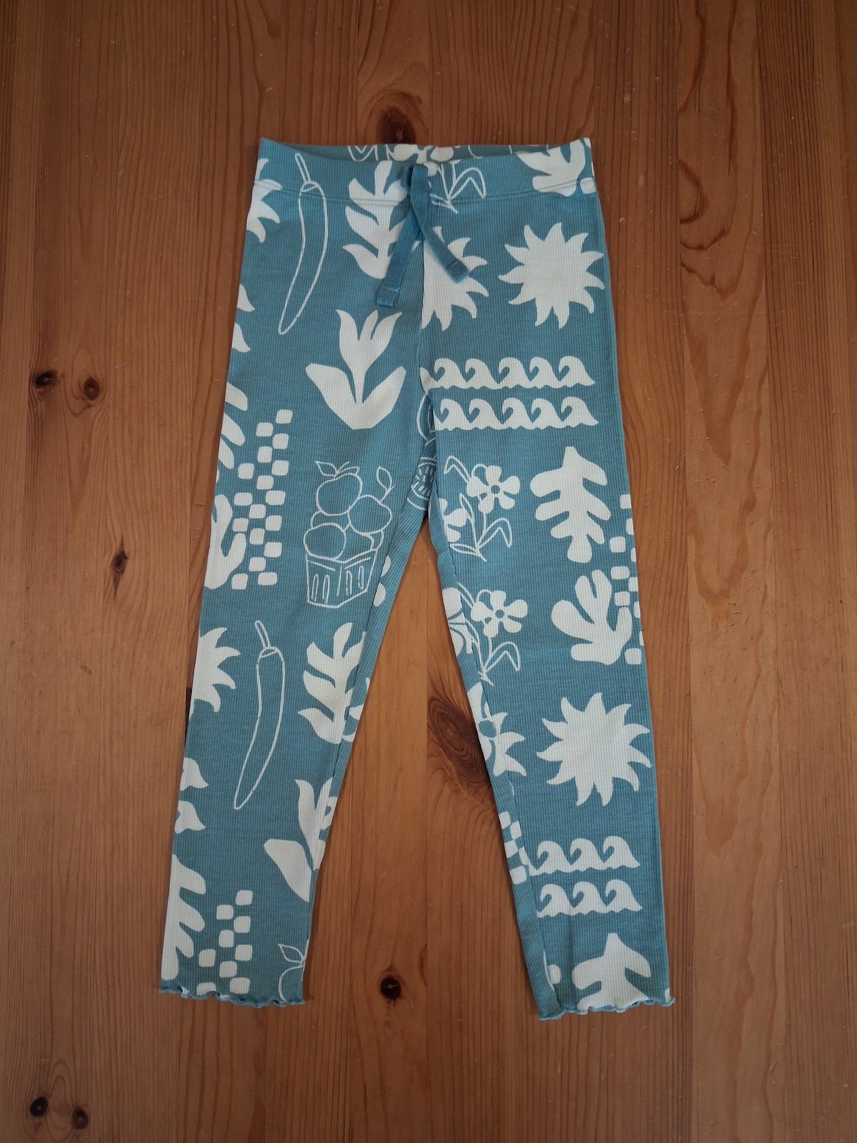 Light Blue Ribbed Pictures Leggings - Girls 3-4 years - M&S
