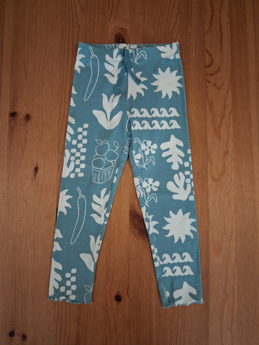 Light Blue Ribbed Pictures Leggings - Girls 3-4 years - M&S