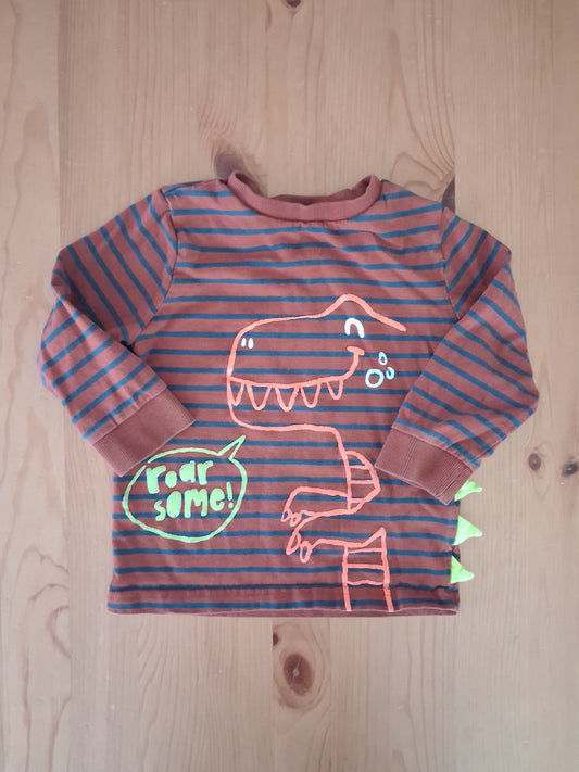Striped 'Roarsome!' Dinosaur Long Sleeve Top - Boys 18-24 months - F&F