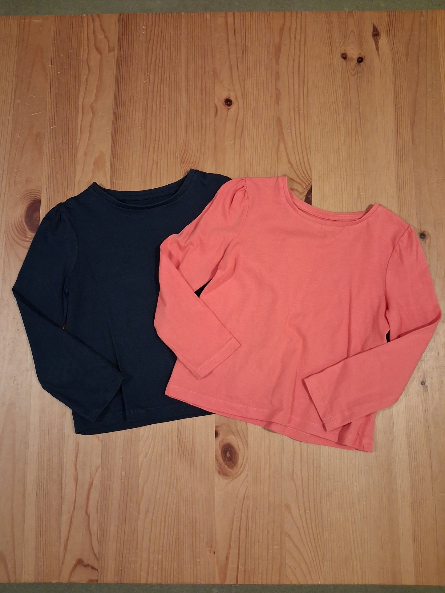 2 x Long Sleeve Tops (Navy & Coral) - Girls 3-4 years - Tu
