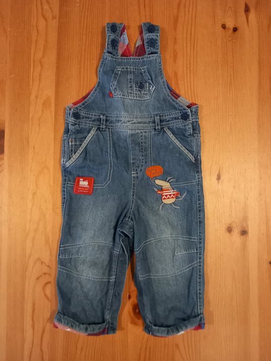 Badges Denim Dungarees - Boys 12-18 months - M&S