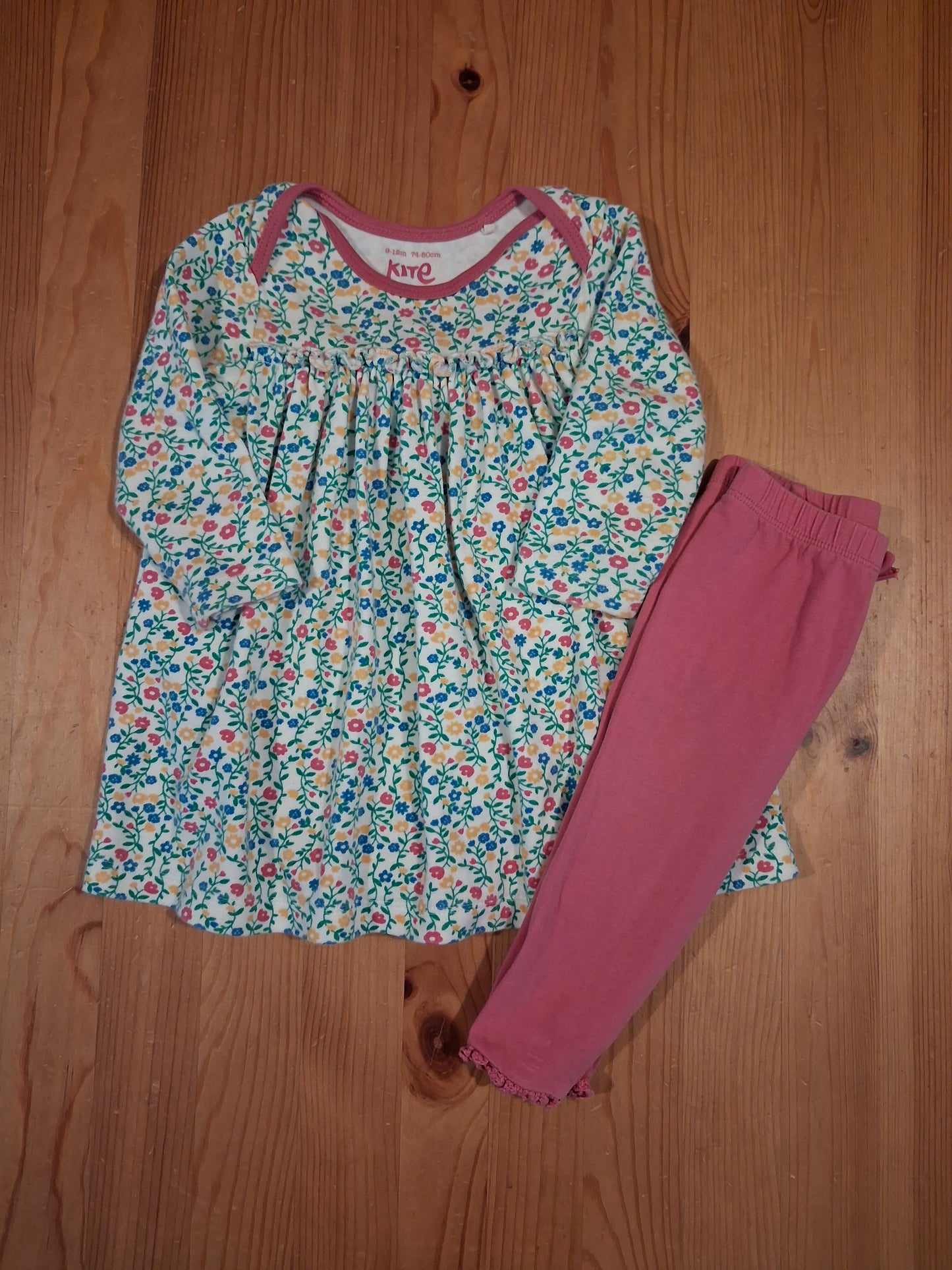 Floral Dress & Pink Leggings - Girls 9-12 months - Kite