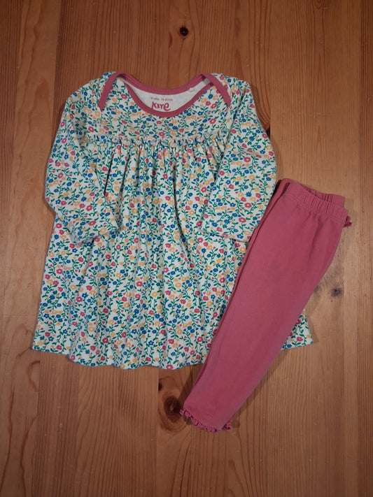 Floral Dress & Pink Leggings - Girls 9-12 months - Kite