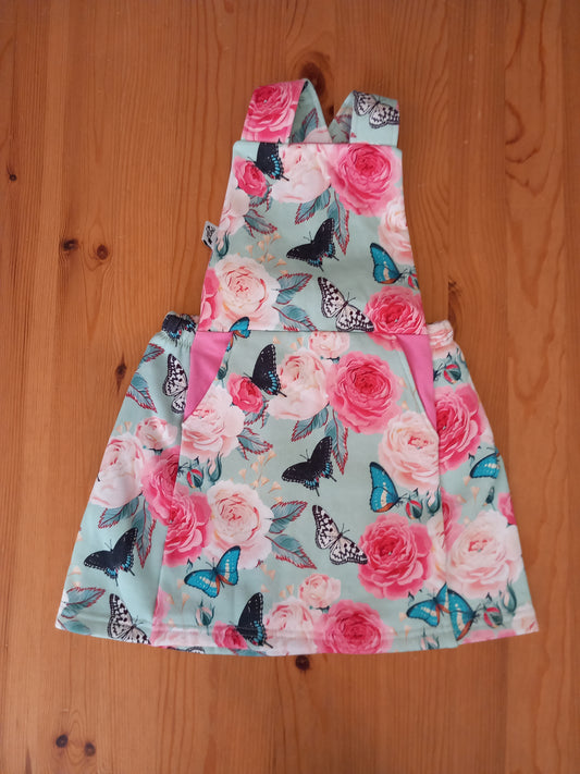 Handmade Butterflies & Flowers Pinafore Dress - Girls 3-4 years - Mary-Jane Handmade Children's Clothes