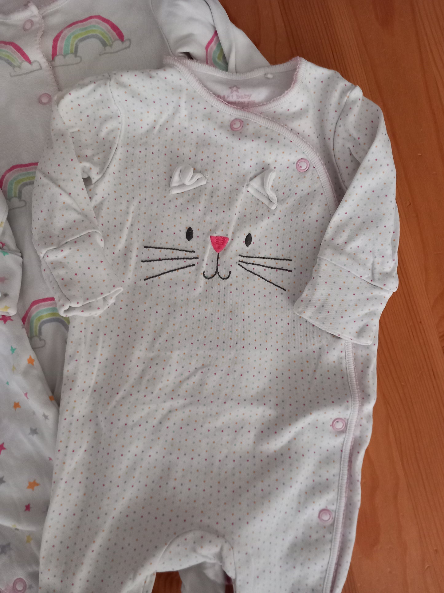 3 x Colourful Sleepsuits - Girls up to 3 months - Next