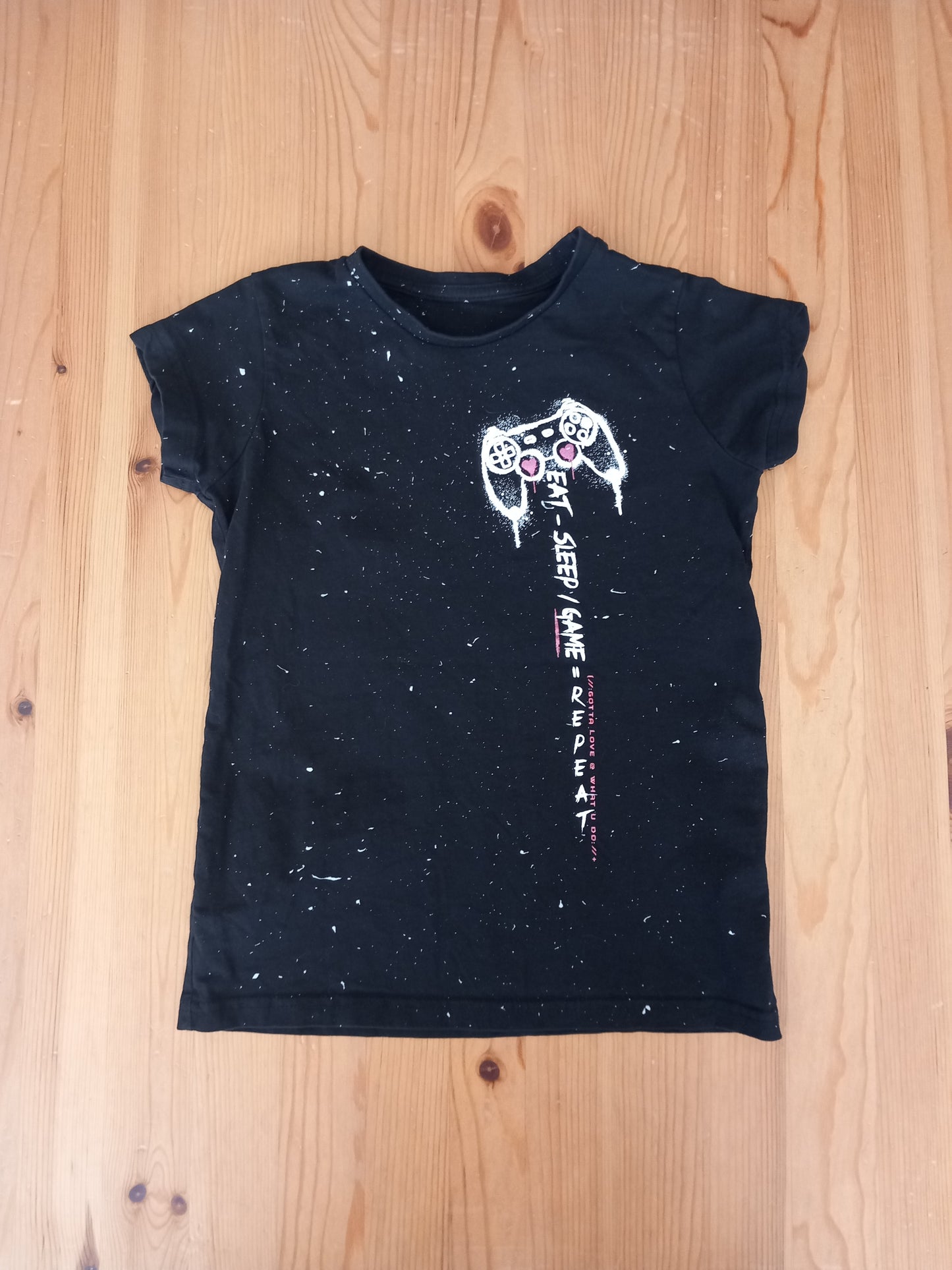 Black 'Eat, Sleep, Game, Repeat' T-Shirt - Girls 9-10 years - Brand Unknown