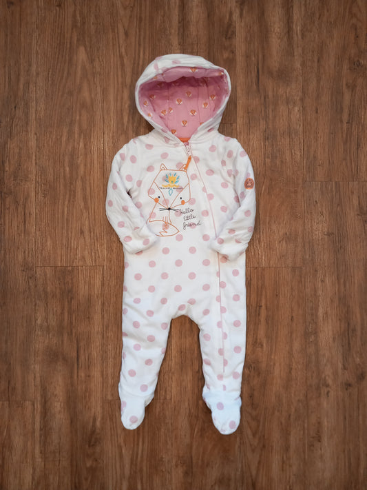 'Hello Little Friend' Fox Pramsuit With Foldover Cuffs - Girls 6-9 months - Waitrose Mini