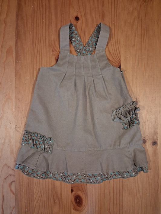 Floral Edged Pinafore Dress - Girls 12 months - Mila Blue For Vertbaudet