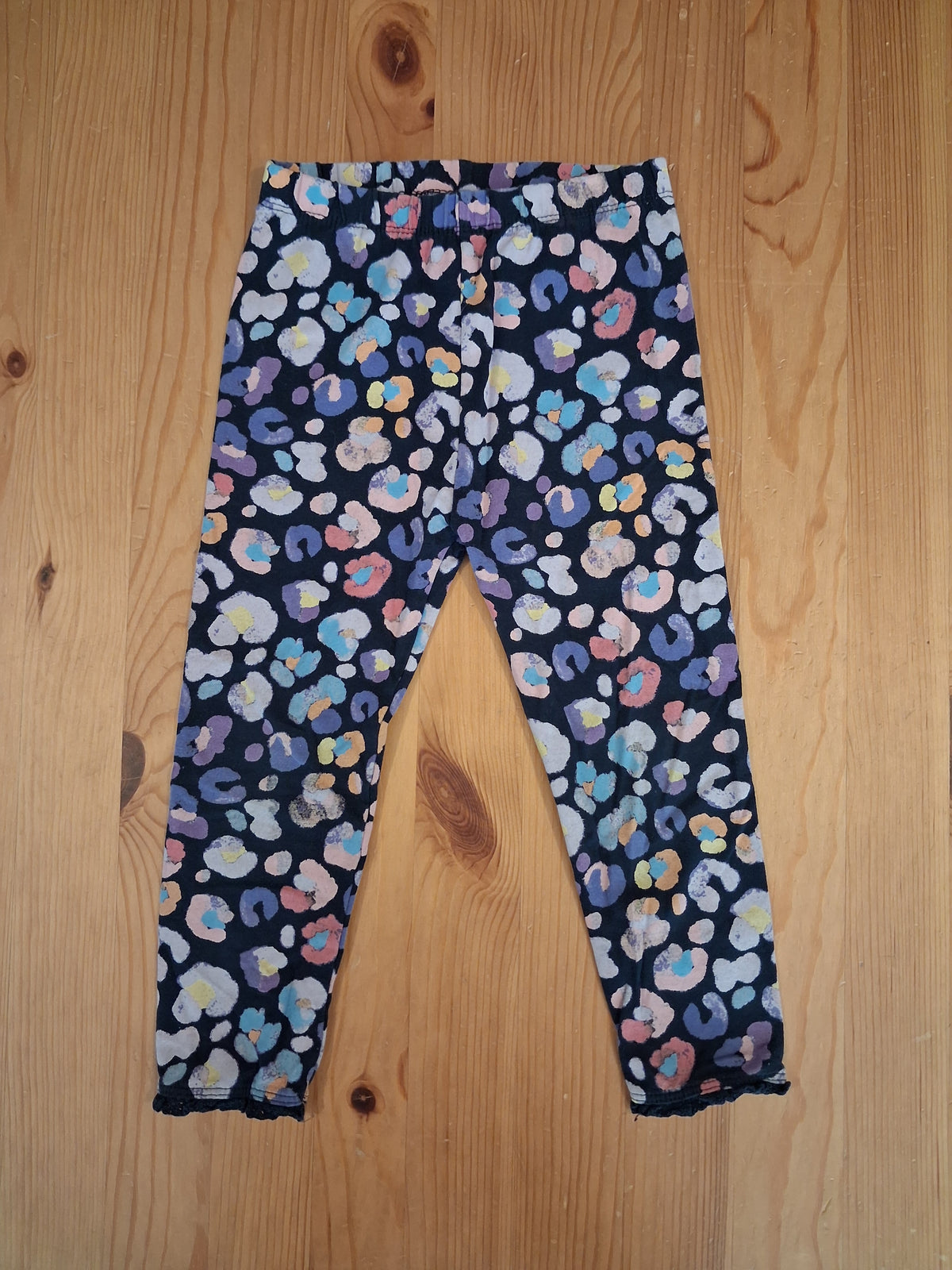 Colourful Animal Print Leggings With Feature Hems - Girls 3-4 years - TU