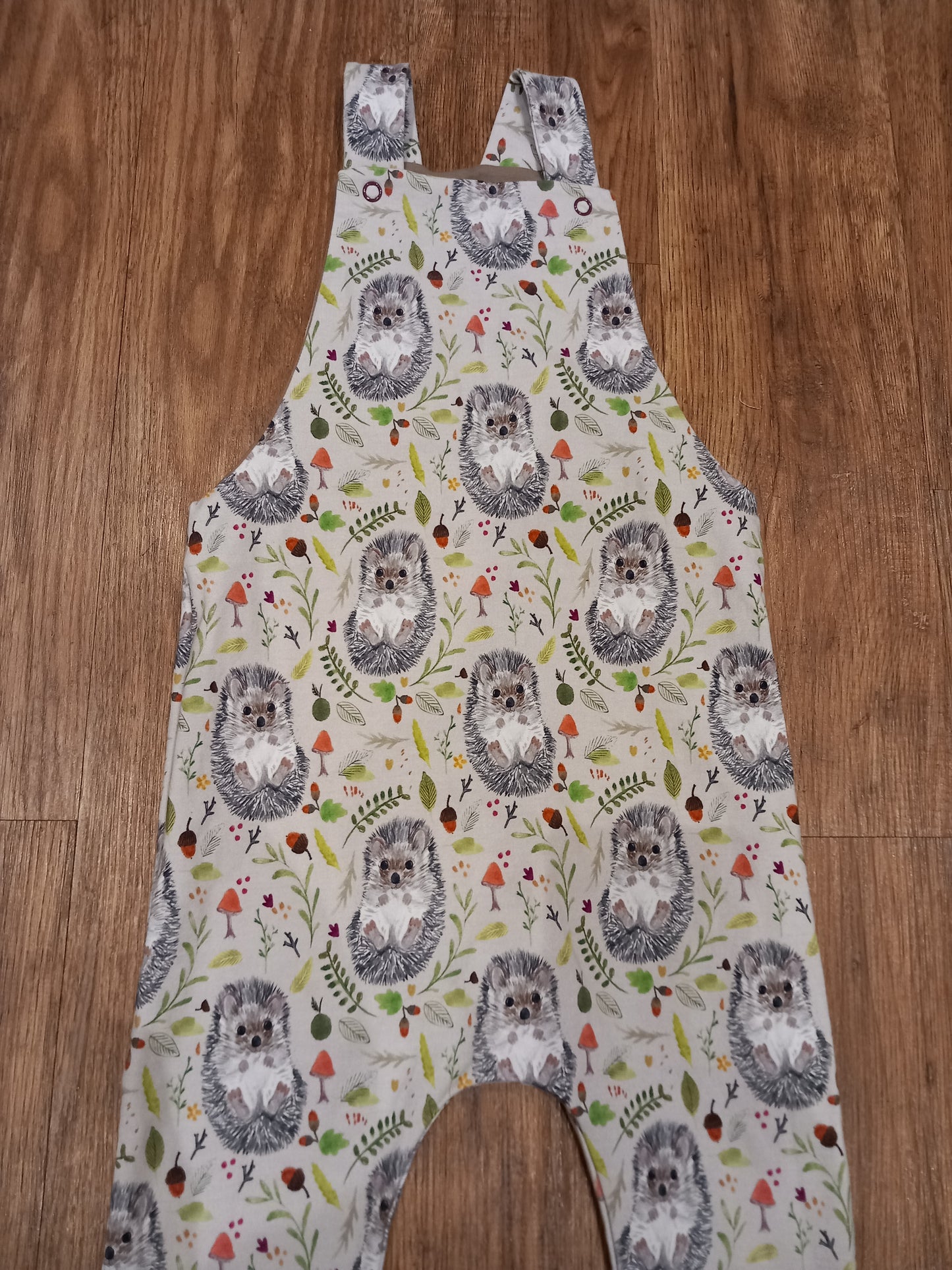 Handmade Autumn Hedgehogs Dungarees - Unisex 4-5 years - Popsy And Mama