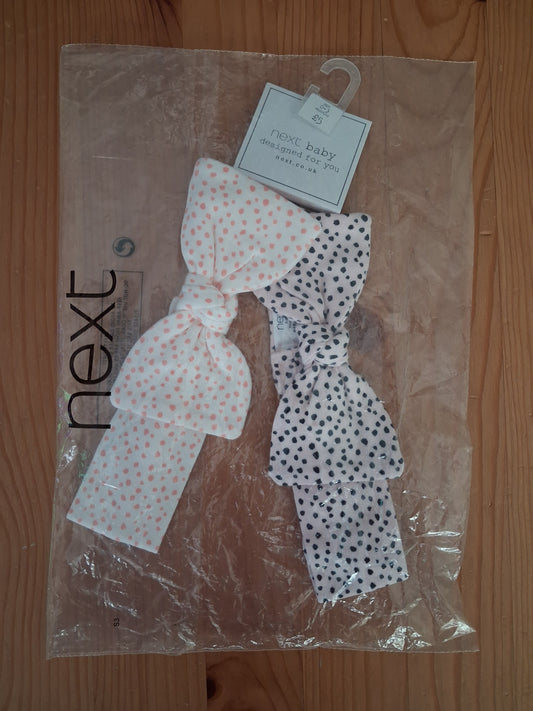 2 x Bow Headbands (BNWT) - Girls 0-3 months - Next