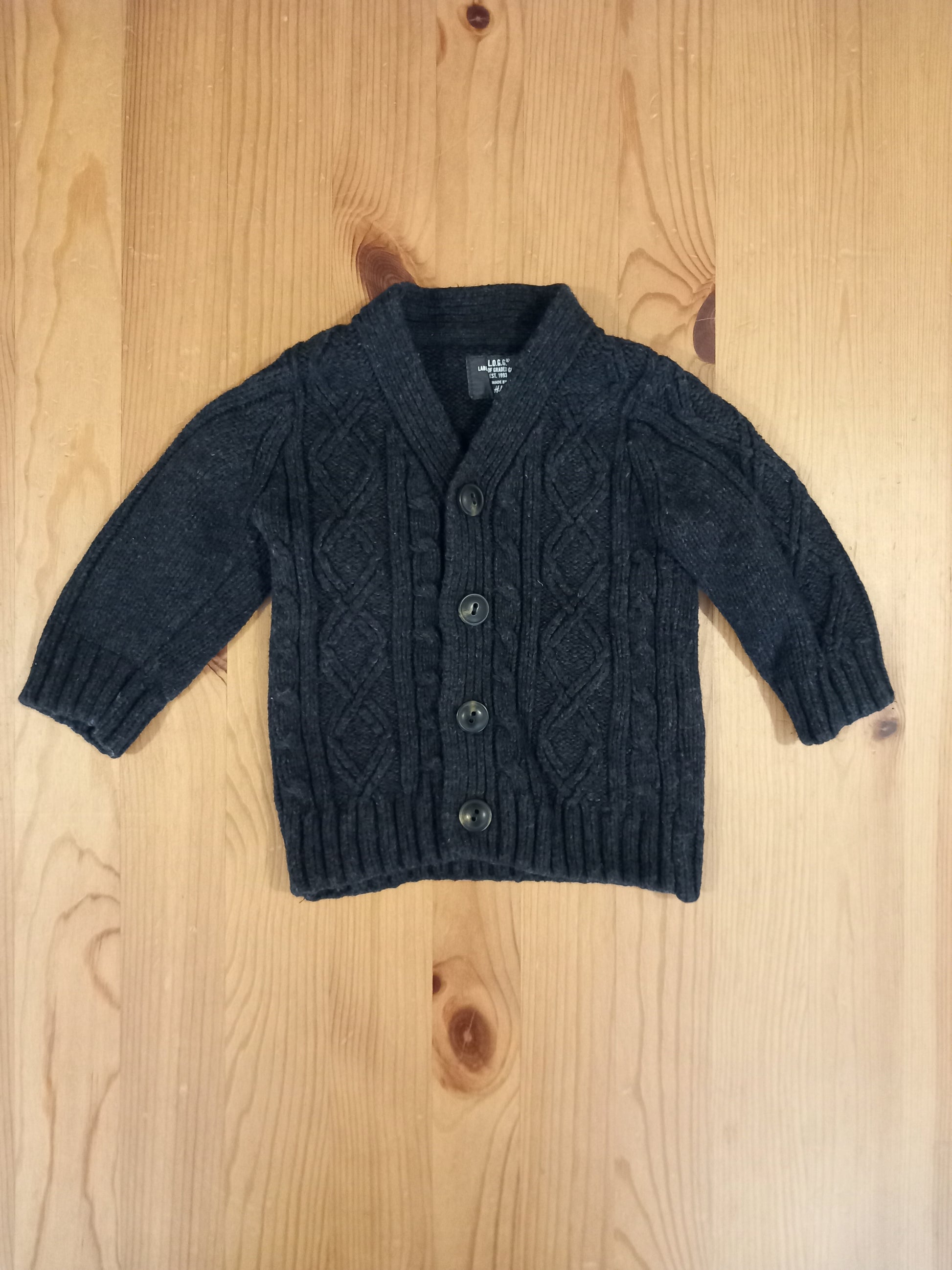 Grey Thick Knitted Style Cardigan Boys 2-4 months H&M